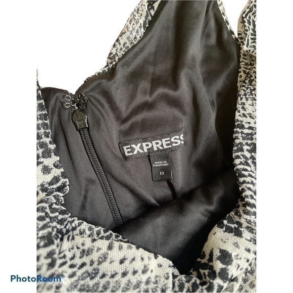Express Snakeskin Sequin Sparkle Ruched Bodycon Mini Dress Black Gray Size 10 - Picture 5 of 7